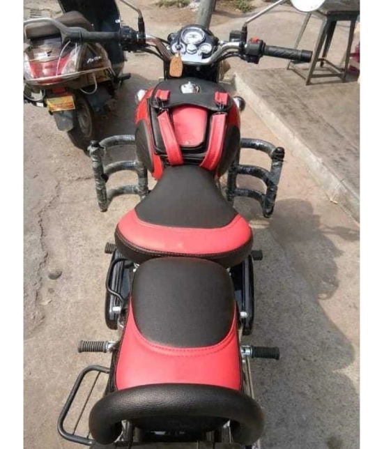 KOHLI BULLET ACCESSORIES Seat Cover Fancy Red & Black With Tank Cover Combo For Royal ENfield Classic , Classic Chrome , Classic 350/500CC