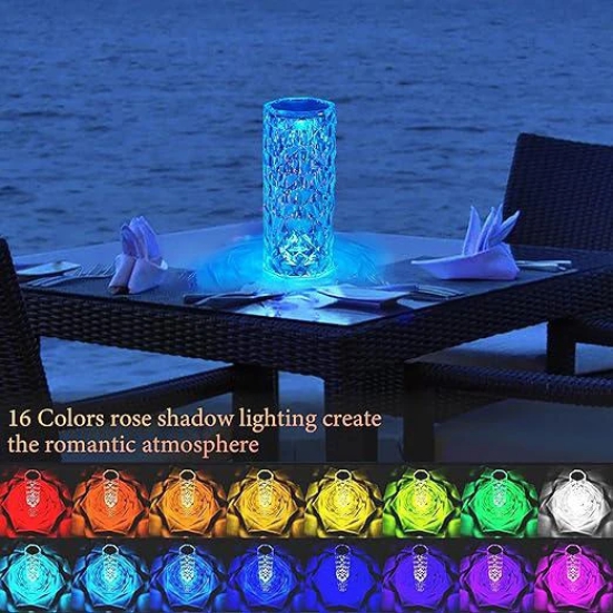 Estoreshouses Crystal Touch Lamp16 Color Changing Rose Crystal Lamp