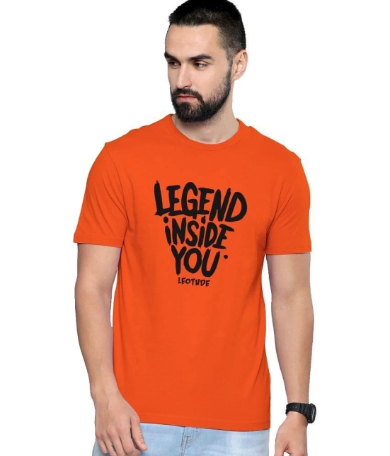 Leotude Polyester Regular Fit Printed Half Sleeves Mens T-Shirt - Orange ( Pack of 1 ) - None