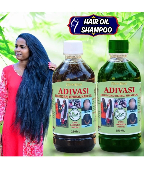 Adivasi Bhringraj Natural Hair Growth Herbal Hair Oil and Shampoo Combo(250 ml)Pack Of  2