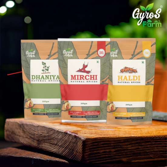 Masala King Combo | Hand Stone Grounded - Haldi Powder | Mirchi Powder | Dhaniya Powder | 200gm each-200gm+200gm+200gm