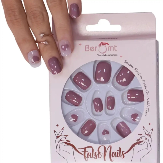 HEART PRINTED NAILS - (NAIL KIT INCLUDED)-Nude Heart