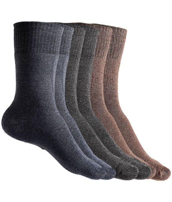 Texlon Woollen Casual Mid Length Socks Pack of 3 - Multi