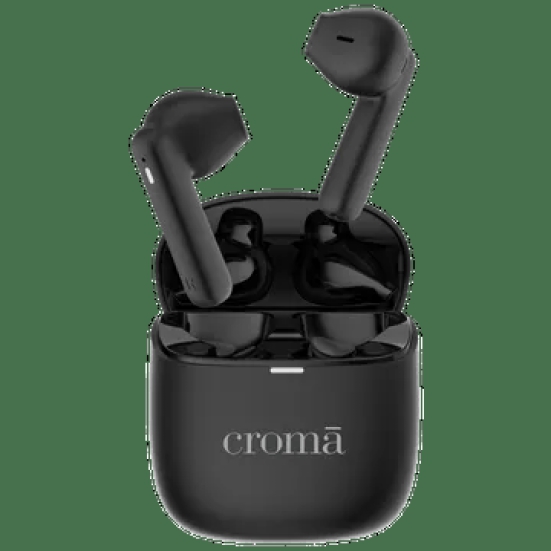 Croma TWS Earbuds (Sweat & Water Resistant, Upto 32 Hours Playback, Black & Grey)