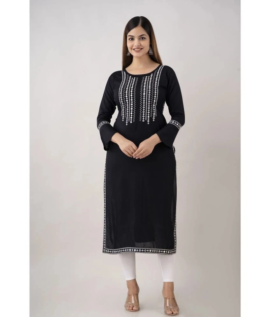 Kapadia - Black Rayon Womens Straight Kurti ( Pack of 1 ) - None