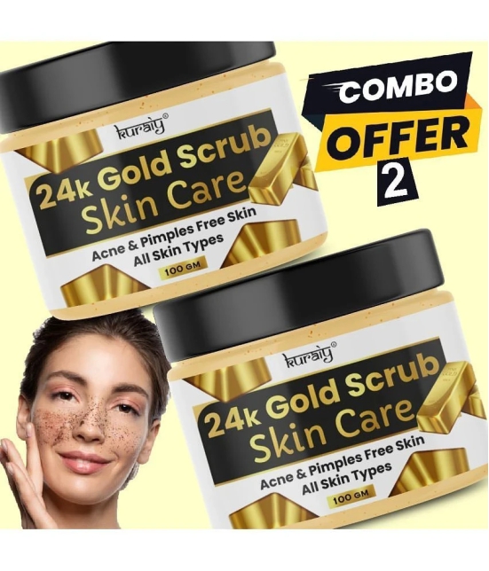 KURAIY 24k Gold Acne And Pimple Removal Face Scrub Suitable for All Skin Types 100g (Pack Of 2)