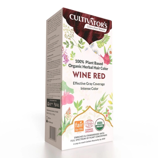 Cultivators Organic Hair Colour - Herbal Hair colour for Women and Men - Ammonia Free Hair Colour Powder - Natural Hair Colour Without Chemical, (Wine Red) - 100g