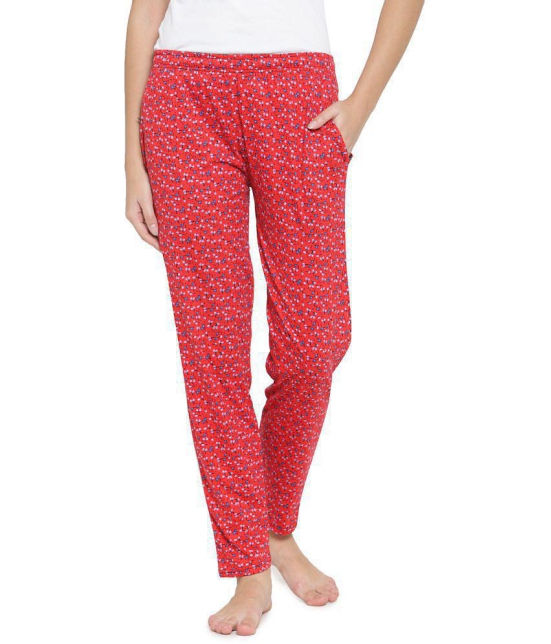 Uzarus Red Cotton Blend Trackpants - Single - None