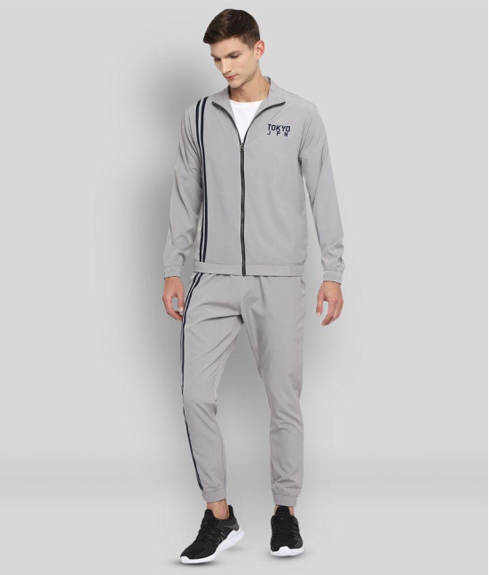 YUUKI - Light Grey Polyester Regular Fit Striped Mens Sports Tracksuit ( Pack of 1 ) - XL