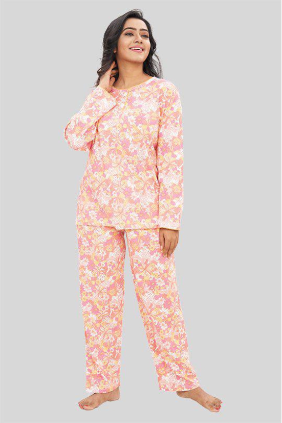 Women Full Sleeves Knit Cotton Pyjama Set-4XL