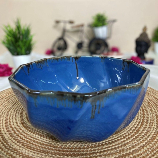 Ceramic Dining Studio Collection Royal Blue Vibrant Glazed Shades Ceramic Large 1500ML Serving Bowl