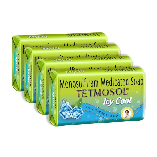 Tetmosol Icy Cool Soap Medicated Bathing Soap Bar Pack of 4 x 75gm