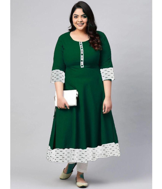 Estela - Green Cotton Blend Women's Flared Kurti ( Pack of 1 ) - None