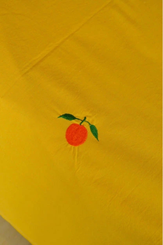 Santra Embroidered Orange Cotton Bedsheet