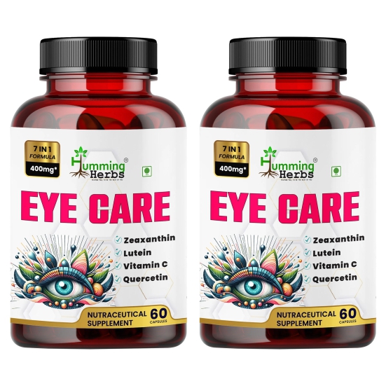 Humming Herbs EYECARE With ZEAXANTHIN, LUTEIN, ORGANIC VITAMIN C BLEND 7-in-1 Formula 400MG | Blend of Quercetin 10:1 Extract, Spinach Bilberry Rosemary Extracts, 60 Cap - Pack of 2