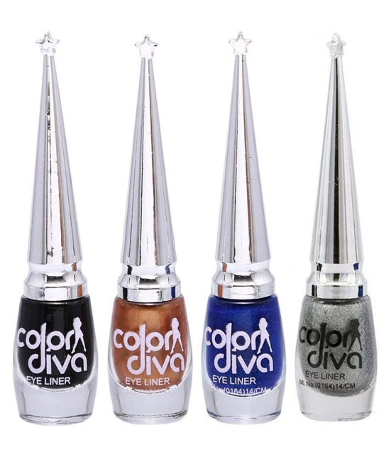 Color Diva 4 Color Eyeliner Black, Gold, Blue & Silver GC562 Makeup Kit Pack of 4 100