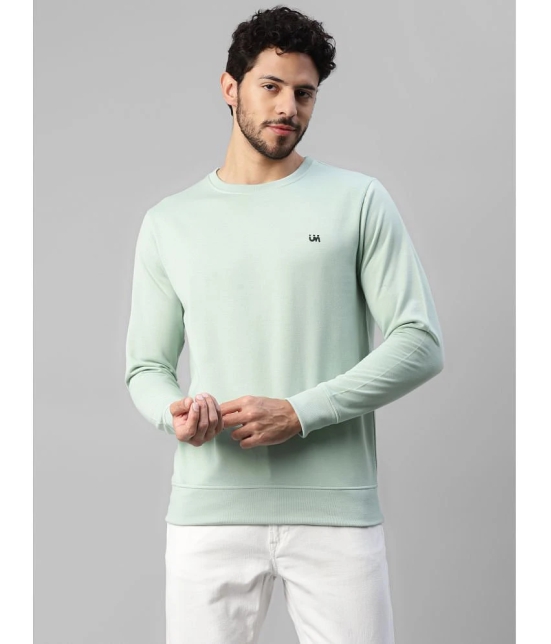 UrbanMark Men Regular Fit Solid Full Sleeves Round Neck Fleece Sweatshirt-Mint Green - None