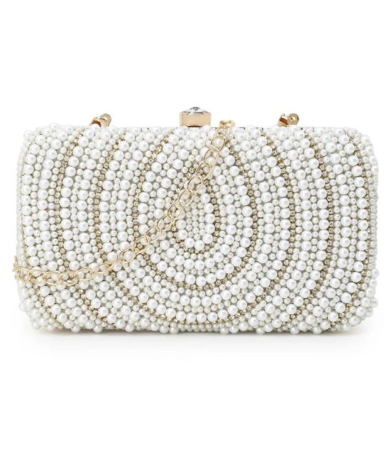 Anekaant White Silk Box Clutch - White