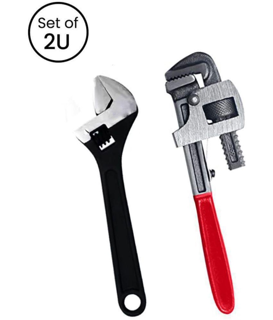 EmmEmm Tools hardware Premium 10 Inch Pipe Wrench/Socket Wrench & 8 Inch Adjustable Wrench