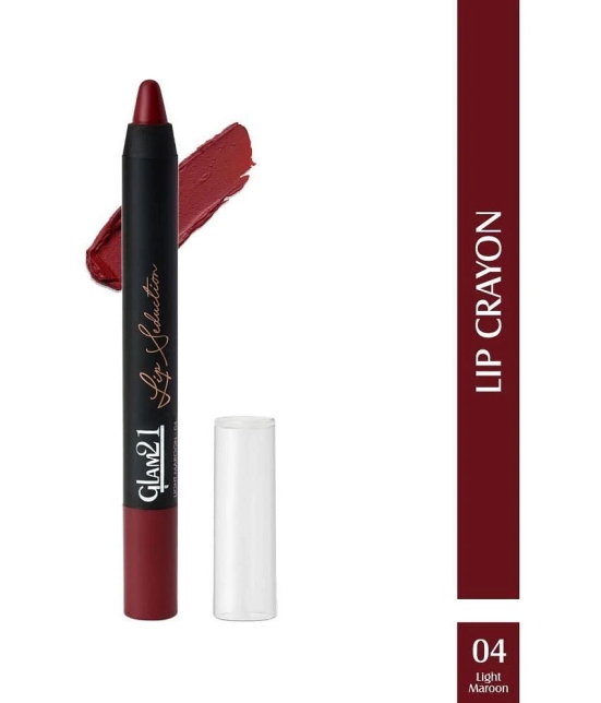 Glam21 Lip Seduction Non- Transfer Crayon Lipstick With Creamy Matte Formula 2.8gm Light Maroon-04