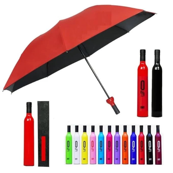 Wine Bottle Umbrella Windproof Double Layer Umbrella with Bottle Cover for UV Protection & Rain, For Men, Women, and Kids