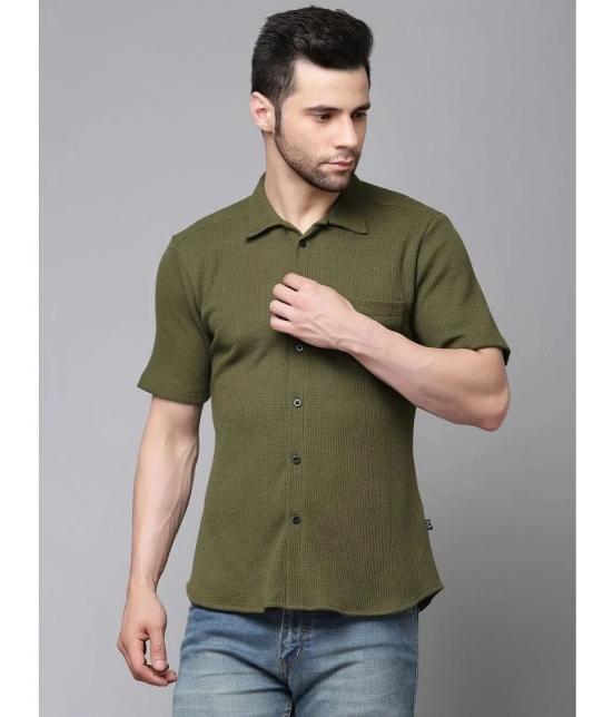 Rigo Cotton Blend Slim Fit Solids Half Sleeves Mens Casual Shirt - Green ( Pack of 1 ) - None