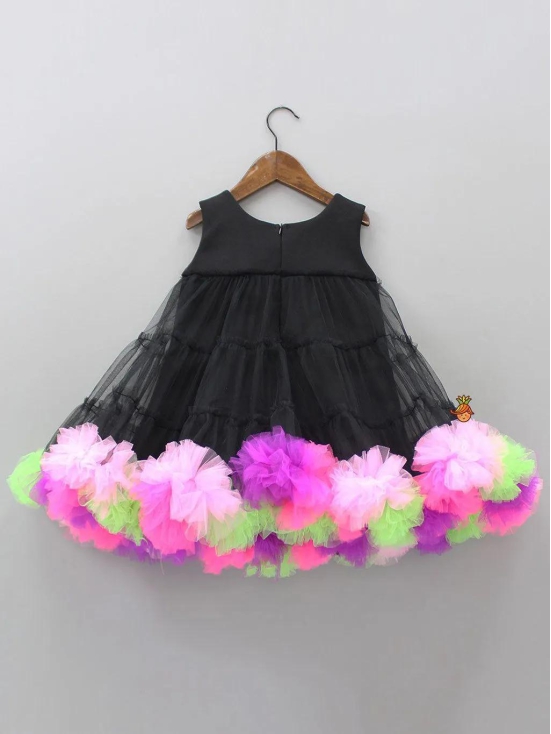 Black Heavy Net Frock for Baby Girl-6-12 Months