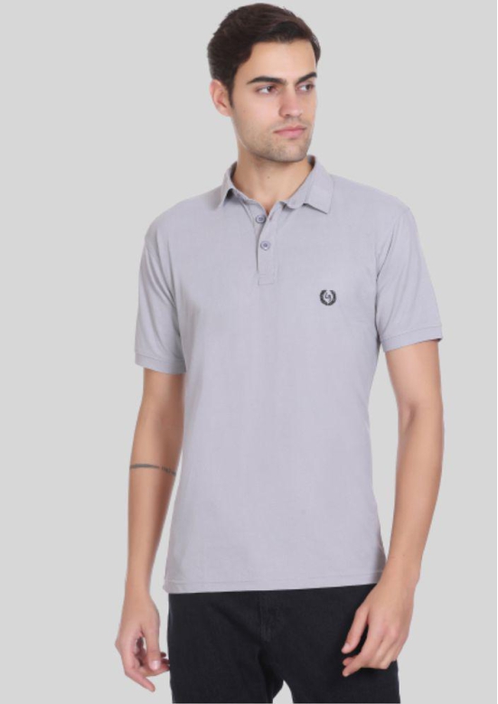 LEEBONEE - Light Grey Cotton Blend Regular Fit Men's Polo T Shirt ( Pack of 1 ) - None