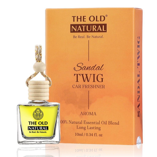 The Old Natural Car Air Freshener with Essential Oils Fragrance in Glass bottle with Wooden Diffuser Lid | Luxury Car Perfume 10ml (Sandal Twig Car Perfume)