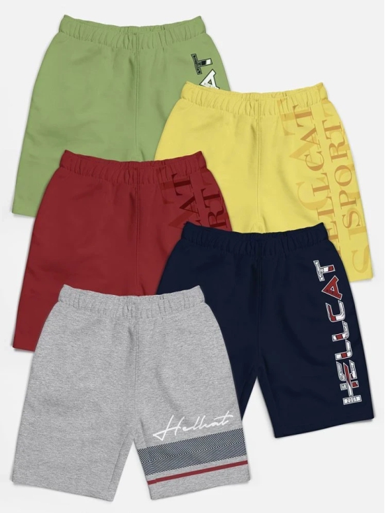 HELLCAT - Multi Color Cotton Blend Boys Shorts ( Pack of 5 ) - None