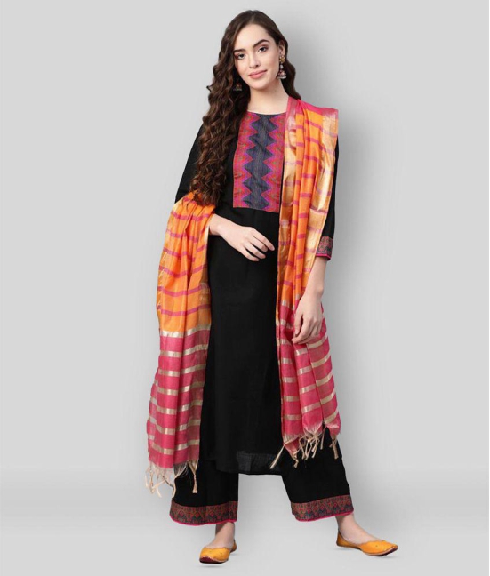 Estela - Black Straight Cotton Women's Stitched Salwar Suit ( Pack of 1 ) - XXL