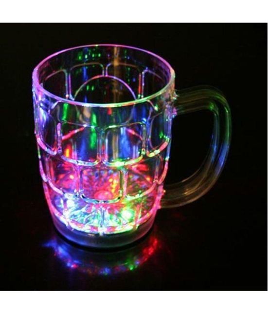 Light Changing Fibre Glass Beer Mug with Disco Led for Gifting - 7 Colour Changing Liquid Lights - 295ML