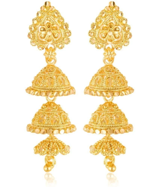 VIVASTRI Golden Jhumki Earrings ( Pack of 1 ) - Golden