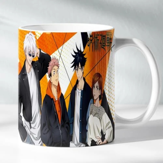 ForVano Anime Printed Mug for Gifting Jujutsu Kaisen Gojo Ceramic Cup with Keychain Combo S3