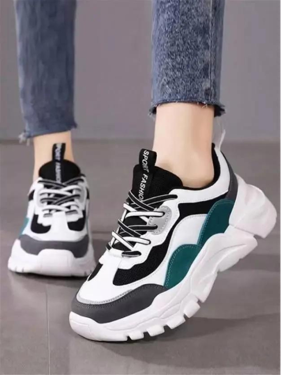 Sneakers For Women  (White - Green)-40