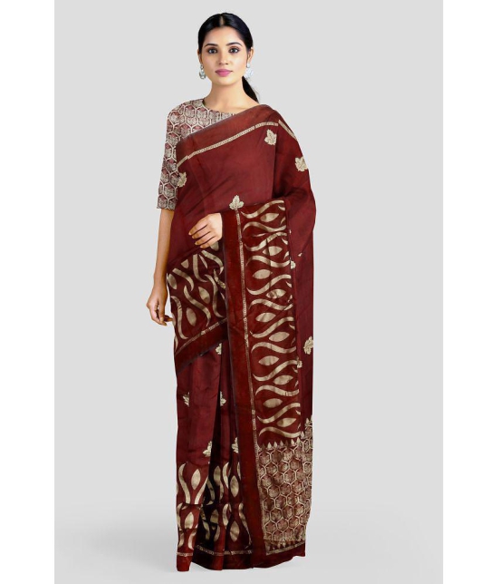 OFLINE SELCTION - Red Banarasi Silk Saree With Blouse Piece ( Pack of 1 ) - Red