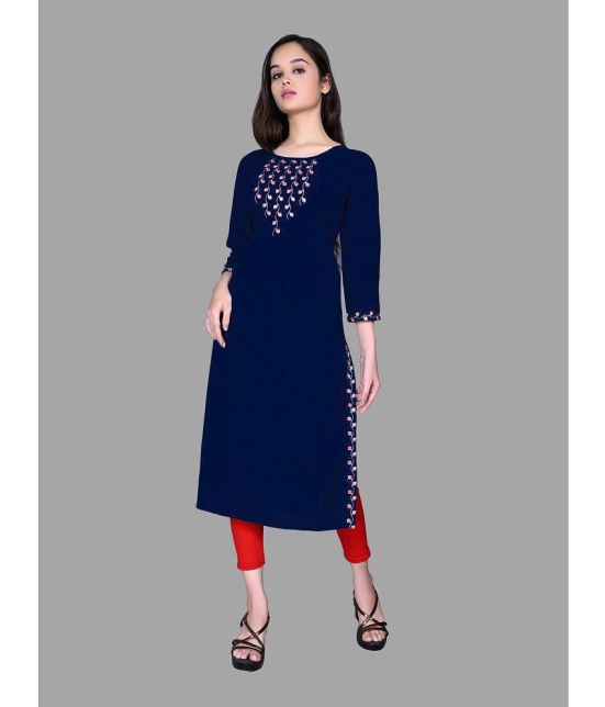 haya fashion - Navy Rayon Women's Straight Kurti ( Pack of 1 ) - None