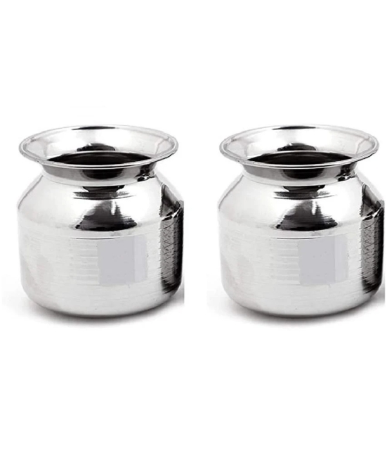 Dynore 1200 ml Lota Steel Silver Water Container ( Set of 2 ) - Silver