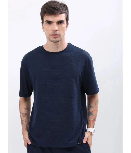 Ketch Polyester Oversized Fit Solid Half Sleeves Mens T-Shirt - Navy Blue ( Pack of 1 ) - None