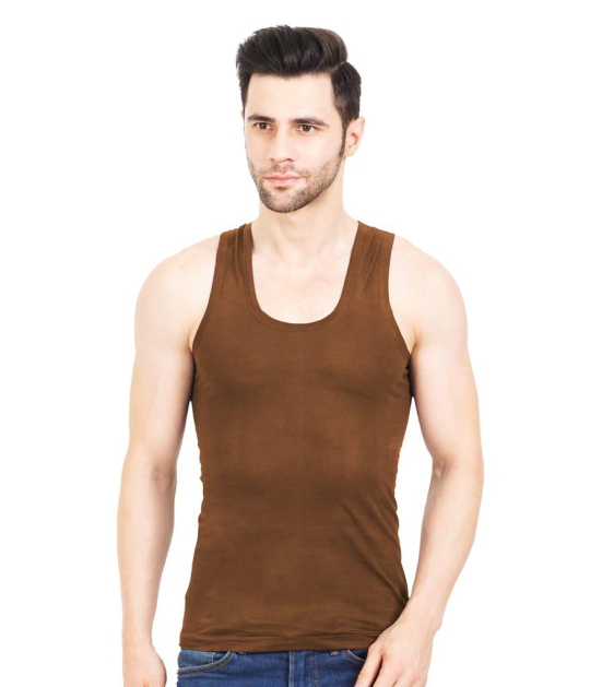 NRG Mens Sleeveless Colour Cotton Vest  ( Pack of 1 Light Brown ) G23