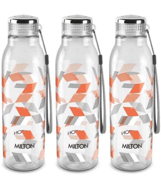 Milton Helix 1000 Pet Water Bottle, Set of 3, 1 Litre Each, Orange - Orange