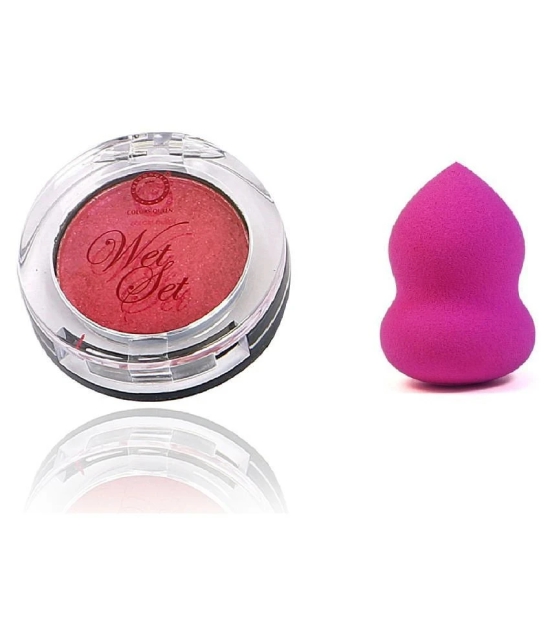 Colors Queen Wet Set Shimmer Highlighter with Beauty Blender Combo of 2