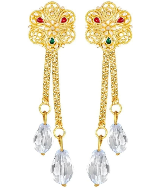 Vighnaharta Golden Drop Earrings ( Pack of 1 ) - Golden