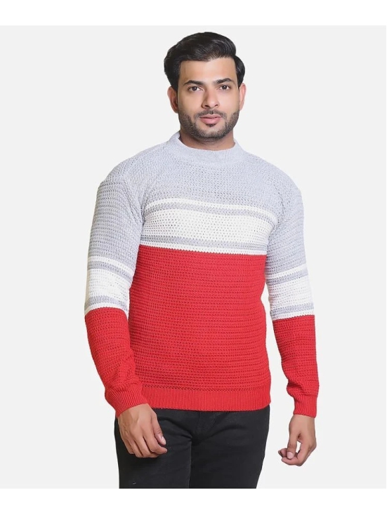 HeteShe Cotton Blend Round Neck Mens Full Sleeves Pullover Sweater - Red ( Pack of 1 ) - None