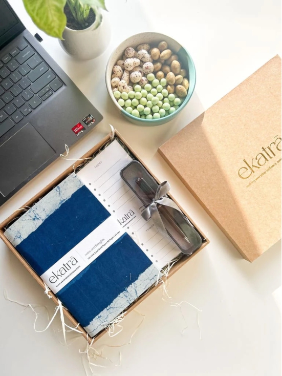 Sustainable Productivity Gift hamper by Ekatra - Indigo Stripes