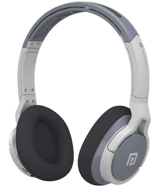 Portronics Muffs M1:Bluetooth Headphone with Mic. & Aux Port ,Grey (POR 1513)