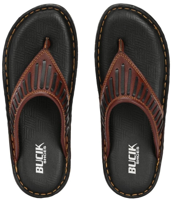 Bucik BROWN Mens Leather Slipper - None