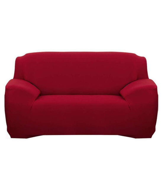 House Of Quirk 2 Seater Polyester Single Sofa Cover Set - Maroon