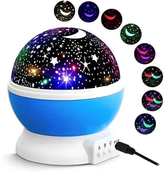 Star Master Projector with USB Wire Colorful Romantic LED Cosmos Star Master Sky Starry Night Projector Bed Light Lamp-Multicolor