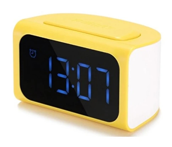 Remax Electronic Alarm Clock With 4 X USB Hub For Mobile Charging - Yellow